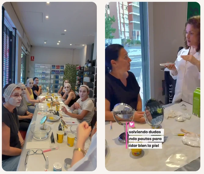 Taller de skincare de Esther Gaya en una farmacia de Sabadell