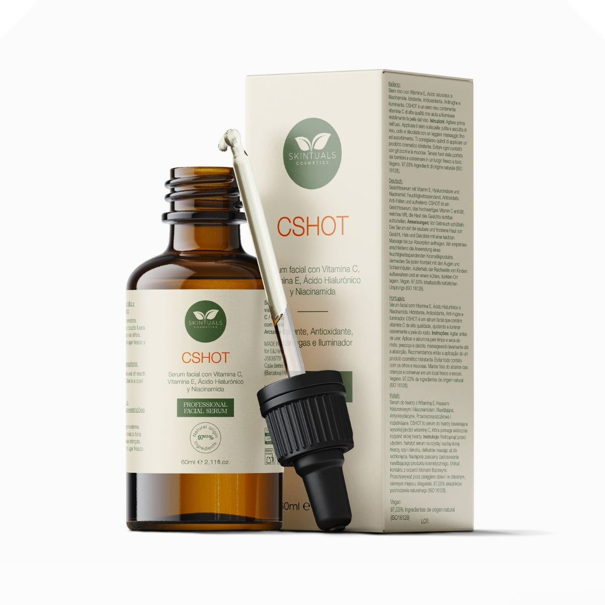 CSHOT SERUM - Sérum Facial con Vitamina C, E, Ácido Hialurónico, Niaci